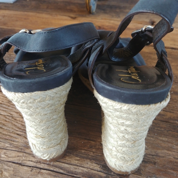 Cole Haan Black Espadrilles Wedge Sandals - Picture 3 of 5